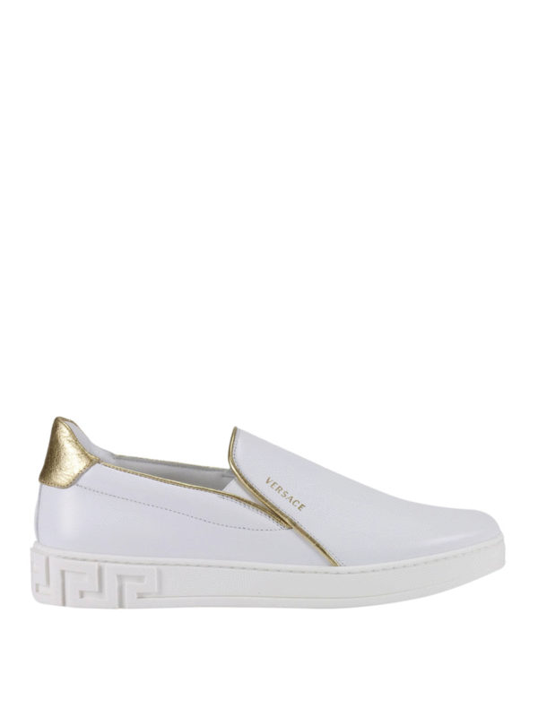 Versace Gold-tone piping slip-on sneakers Men DSU6358DVXLGDV5O
