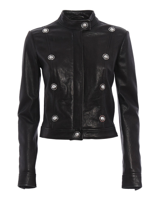 Versus Versace: leather jacket - Lion Piercing leather jacket