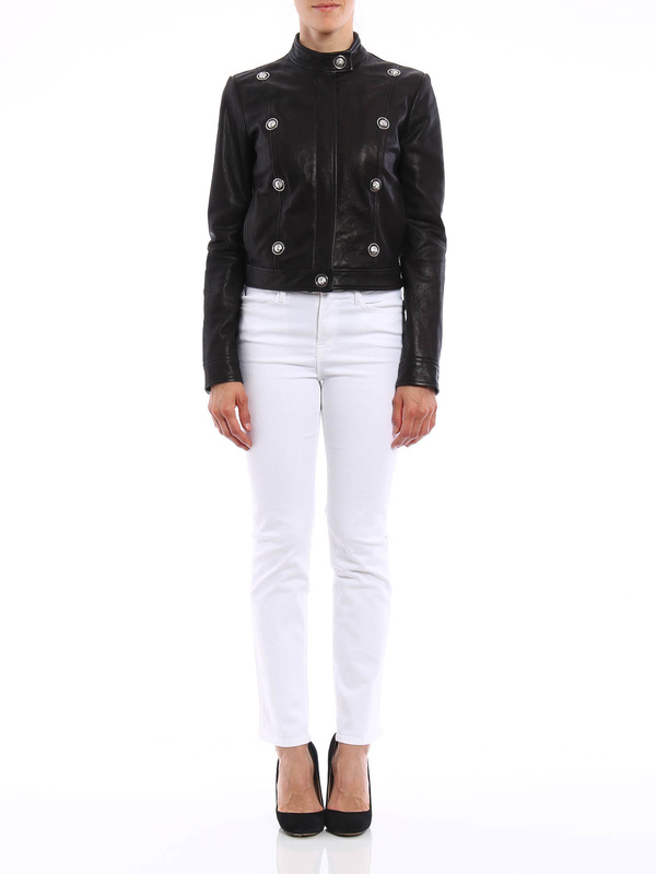 Versus Versace: leather jacket online - Lion Piercing leather jacket