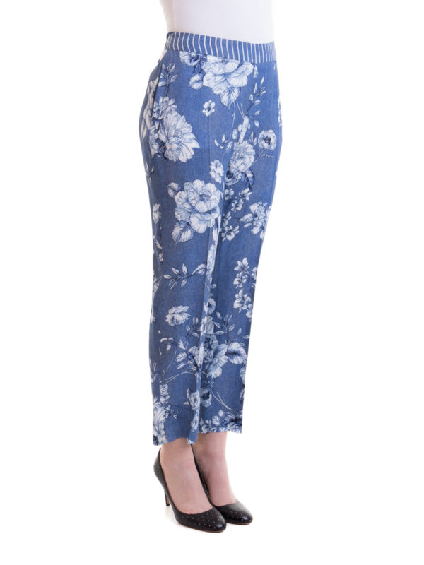 VIA DELLE PERLE: casual trousers online - Floral print crop cigarette trousers