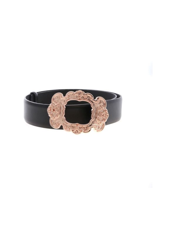 Vivetta: belts - Black belt with baroque effect buckle