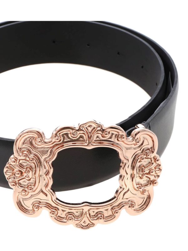 Vivetta: belts online - Black belt with baroque effect buckle