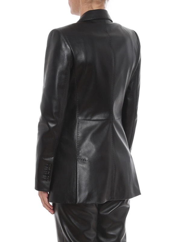 Waisted leather jacket shop online: DOLCE & GABBANA