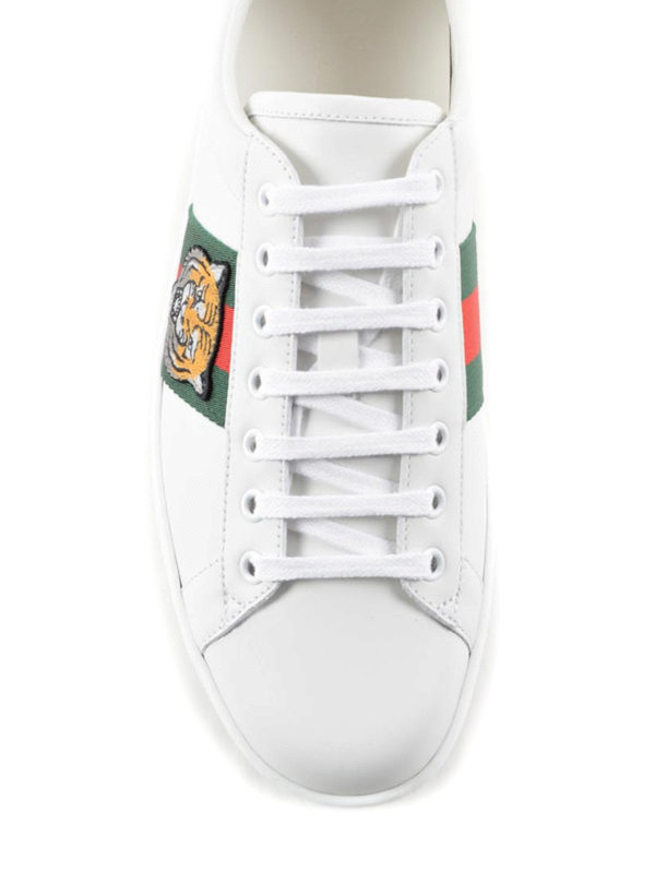 Web and tiger patch sneakers shop online: GUCCI