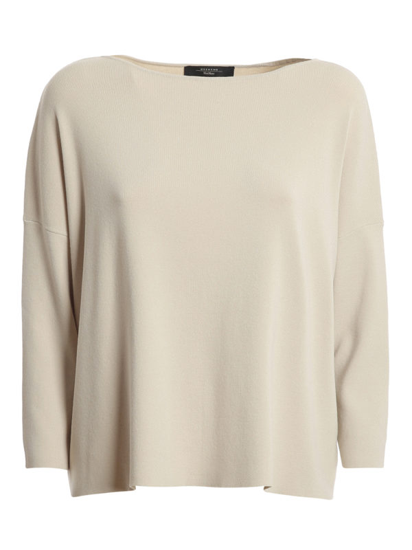 WEEKEND MAX MARA: U-Boot-Ausschnitt - U-Boot-Pullover - Hellbeige