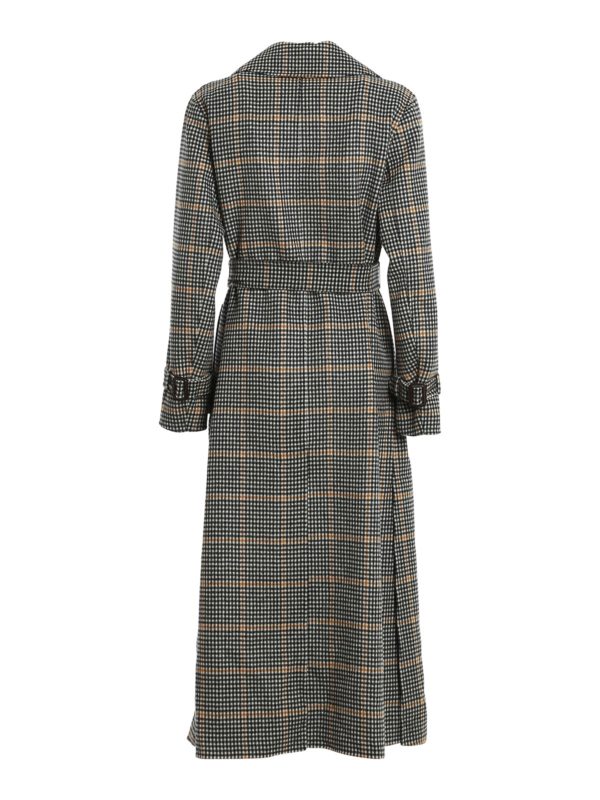 WEEKEND MAX MARA: long coats online - Aldo check pattern wool blend coat