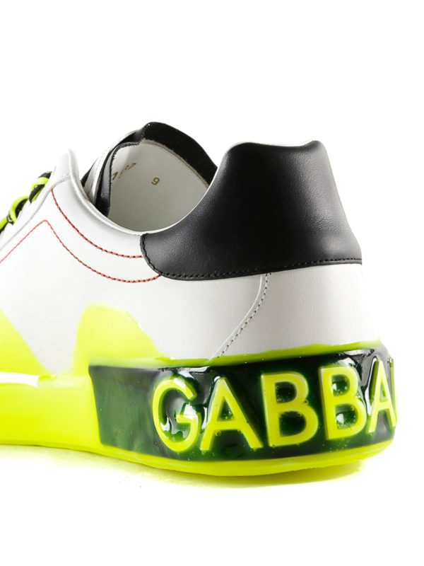 Dolce Gabbana White and fluo leather sneakers