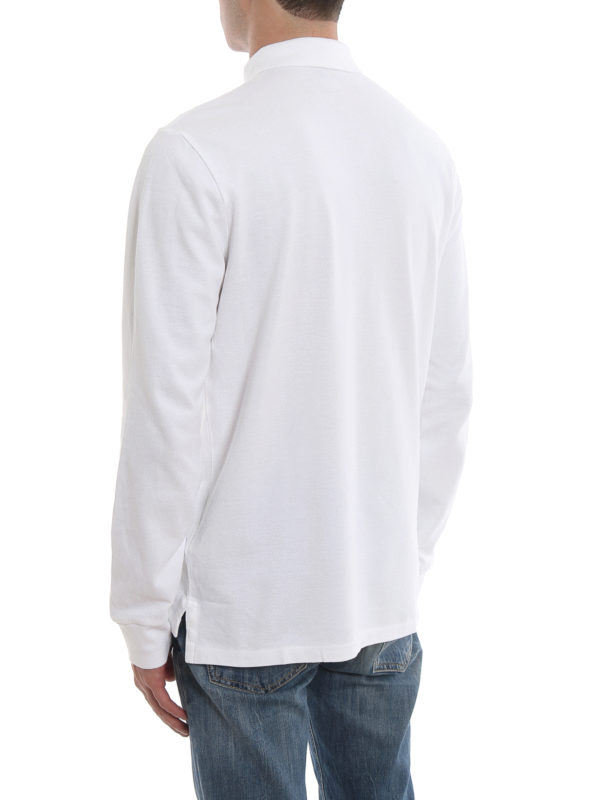 White long sleeve cotton polo shop online: POLO RALPH LAUREN