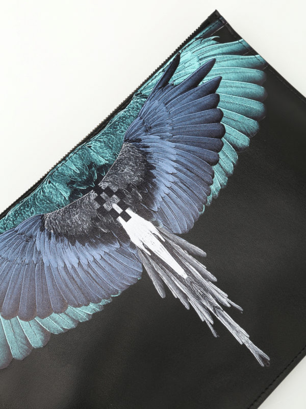 Pochette con zip stampa Wings shop online: Marcelo Burlon