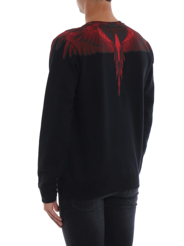 Felpa Wings nera e rossa shop online: Marcelo Burlon