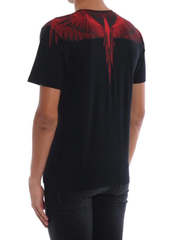 T-shirt Wings nera e rossa shop online: Marcelo Burlon