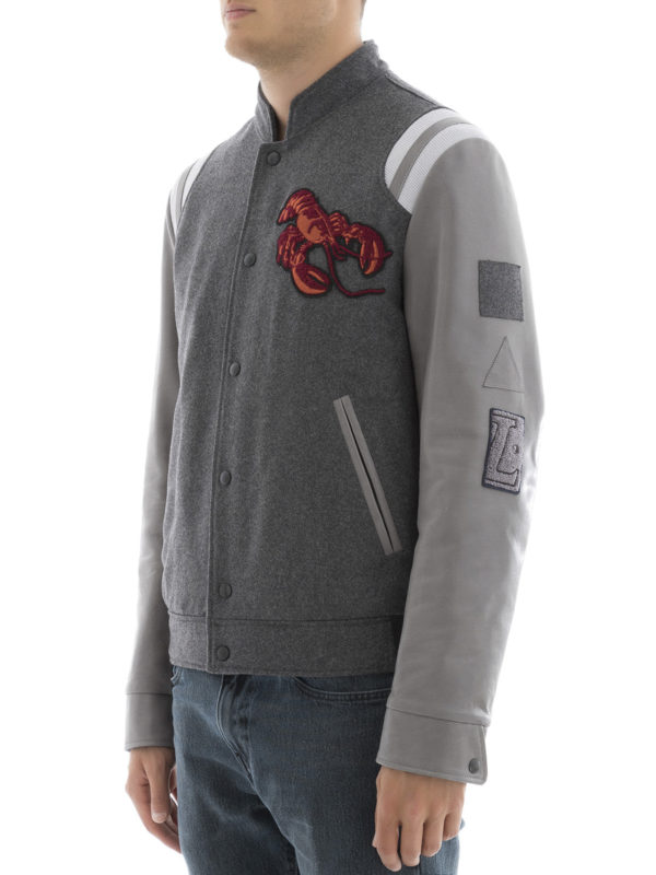 Wool blend and leather jacket shop online: LANVIN