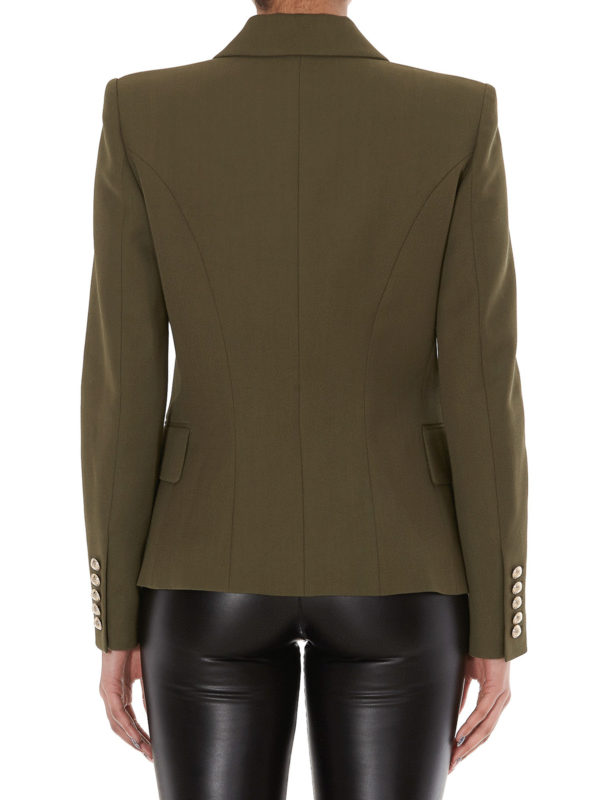 Wool blend double-breasted blazer shop online: Balmain