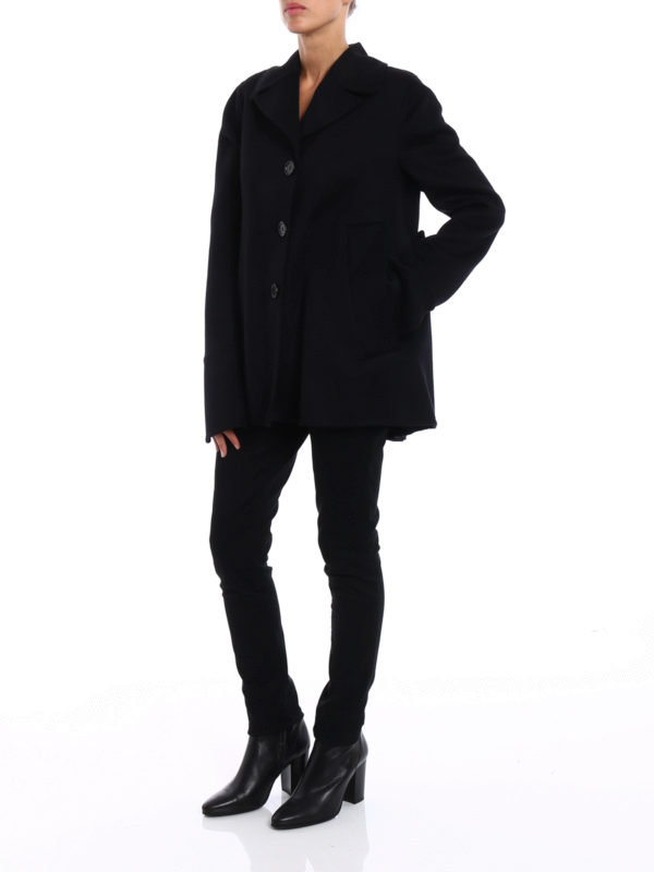 Wool blend flared over short coat shop online: Marni