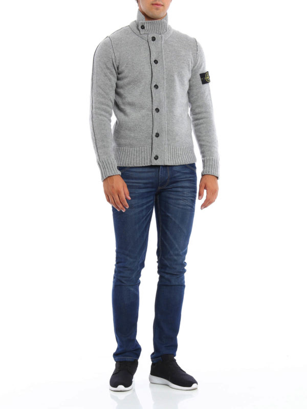 Cárdigans Grises Para Hombre shop online: STONE ISLAND