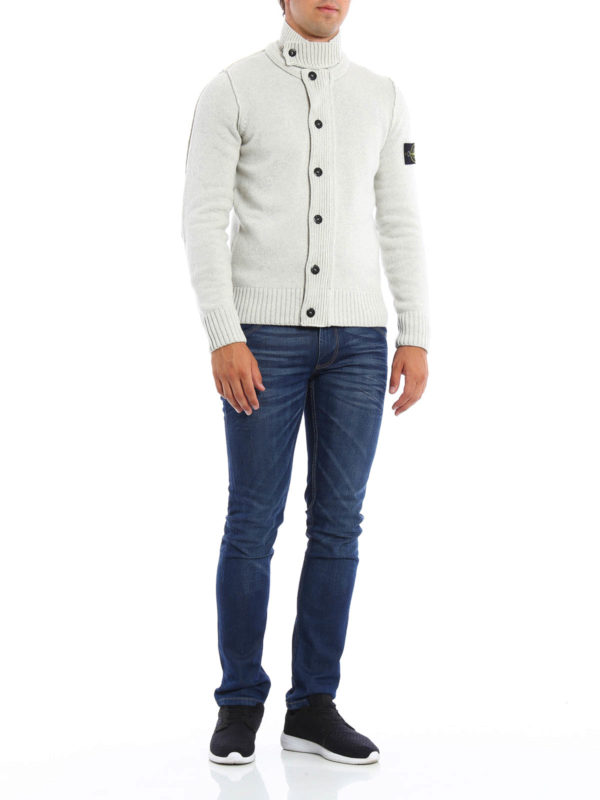 Wool blend knitted jacket shop online: STONE ISLAND