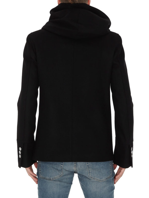 Wool blend peacoat shop online: Balmain