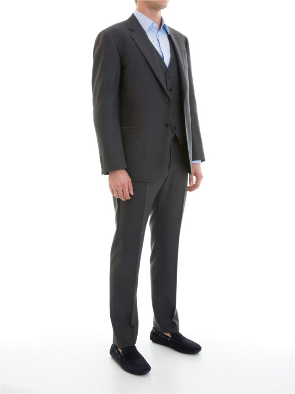 wool jacquard three piece suit