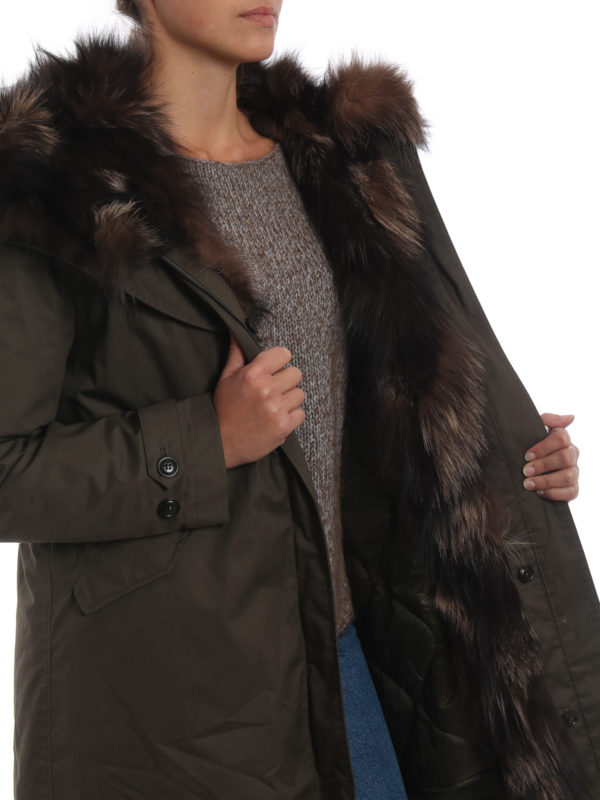 کاپشن Woolrich - Literary Silver fox fur detail padded parka