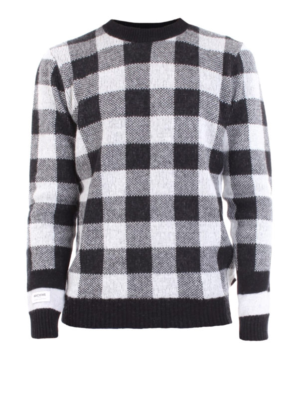 WOOLRICH: crew necks - Check motif wool sweater