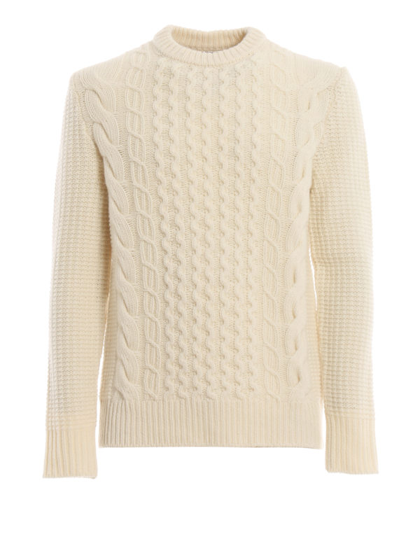 WOOLRICH: crew necks - Wool cable knit sweater