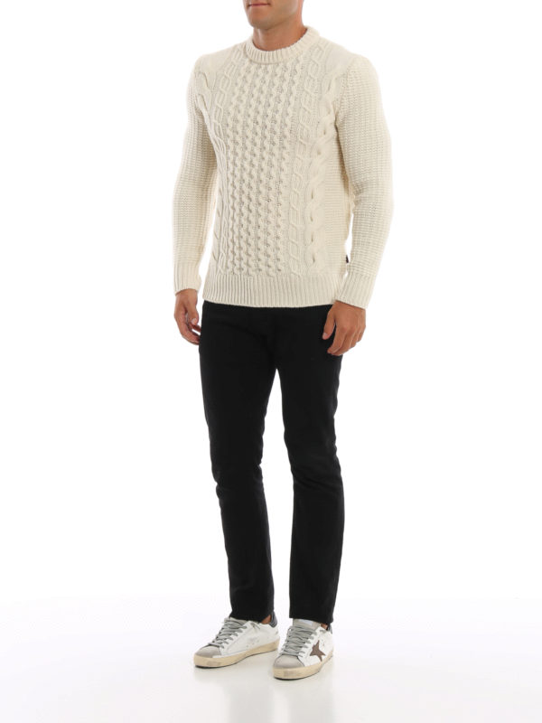WOOLRICH: crew necks online - Wool cable knit sweater