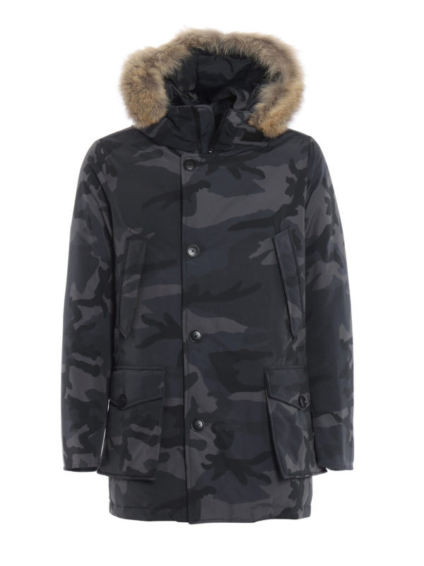 WOOLRICH: padded coats - Camou Artic hooded padded parka