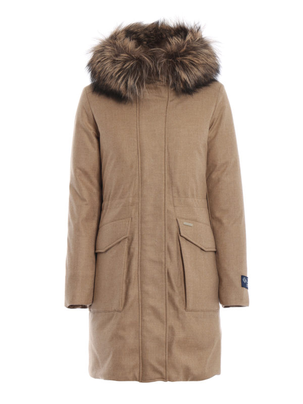 WOOLRICH: Lange Daunenmäntel - Daunenmantel - Beige