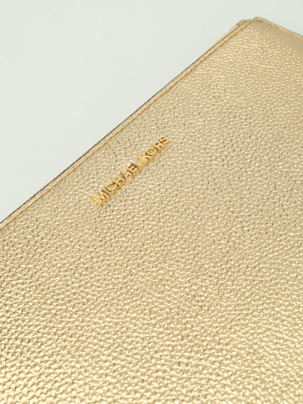 Wristlet gold flat purse shop online: MICHAEL KORS
