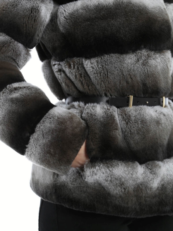 iKRIX YVES SALOMON: Fur jacket with belt detail