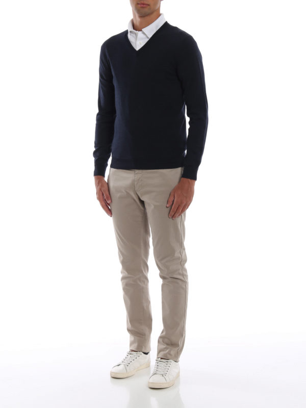 ZANONE: Col en V online - Pull À Col V - Bleu