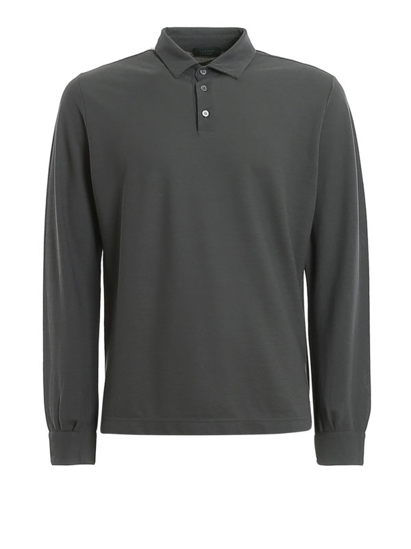 ZANONE: polo shirts - Long sleeve cotton polo shirt