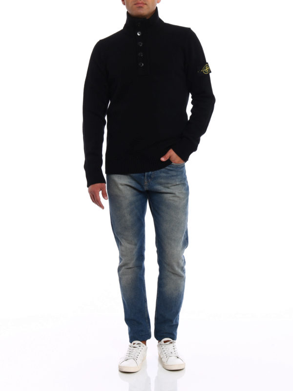 Pull lupetto con zip e bottoni shop online: STONE ISLAND