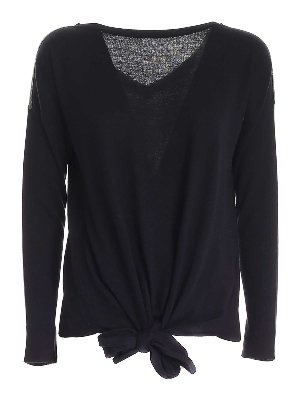 FABIANA FILIPPI: v necks - Oversized micro beads sweater in black