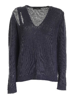 FABIANA FILIPPI: v necks - Cut-out sweater in blue