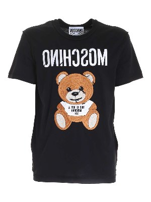 MOSCHINO: t-shirts - Embroidery T-shirt in black