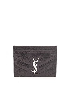 SAINT LAURENT: wallets & purses - Matelassé card holder in black