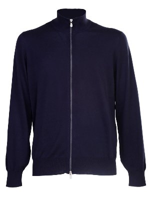 BRUNELLO CUCINELLI: cardigans - Zipped cardigan in blue