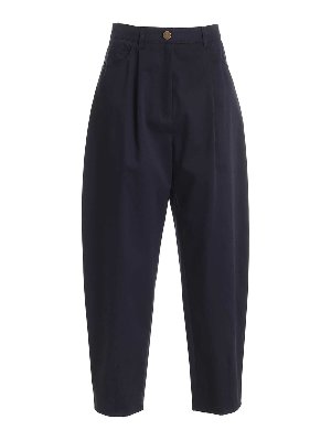 Vivetta: casual trousers - Carrot fit pants in navy blue