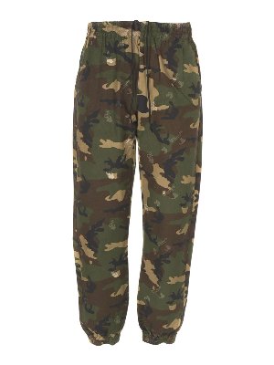 OFF-WHITE: casual trousers - Casual pants in camo green