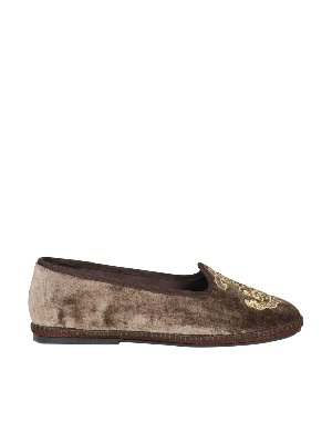 ETRO: Loafers & Slippers - Velvet slippers in brown