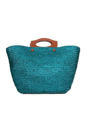 TOD'S: totes bags - Straw large bag in green