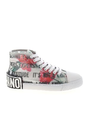 MOSCHINO: trainers - Slogan and Flowers transparent sneakers