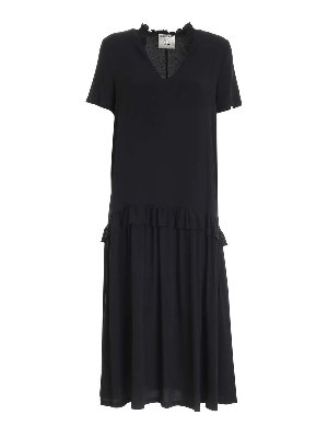 Semicouture: knee length dresses - Axelle ruffled dress in black