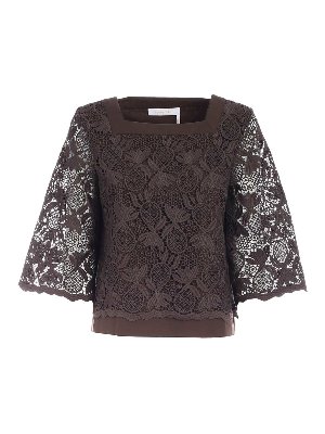 SEE BY CHLOE': blouses - Lace blouse in brown