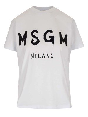 m.s.g.m.: t-shirt - T-shirt logo bianca e nera