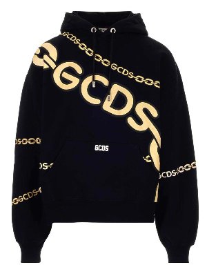 パーカー・フーディ GCDS FW23 Logo print hoodie (FW23M100667 02) Gcds Tone-on-tone logo sweatshirt in black - Black