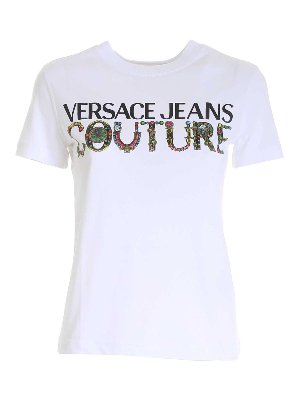 Versace Jeans Couture: t-shirts - Logo T-shirt in white