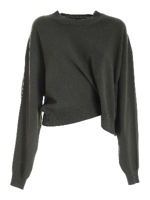 KENZO: crew necks - Asymmetrical sweater in green
