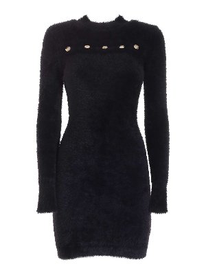 Versace Jeans Couture: knee length dresses - Teddy effect dress in black